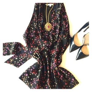 Trina Turk Jazzy Stars Tie Neck Blouse