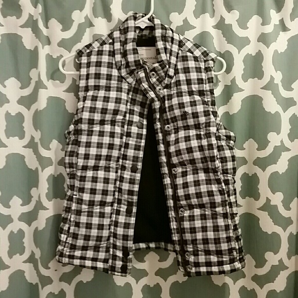 Plaid with Teal Flannel Pattern Puffer Vest