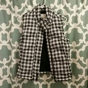 Plaid with Teal Flannel Pattern Puffer Vest