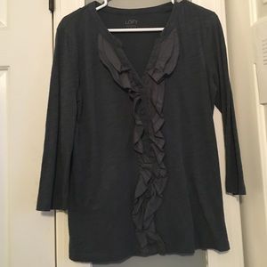 Dark grey ruffled t-shirt