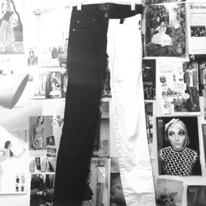 Tripp black & white split leg skinny jeans sz 00