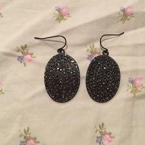 Black jeweled dangle earrings