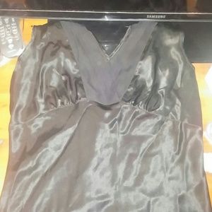Black v neck and back satin top