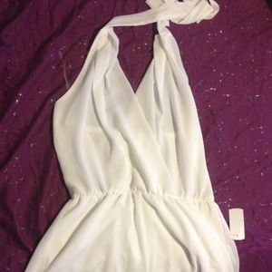 White backless romper