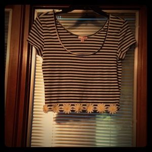 Royal blue and white striped cropped shirt