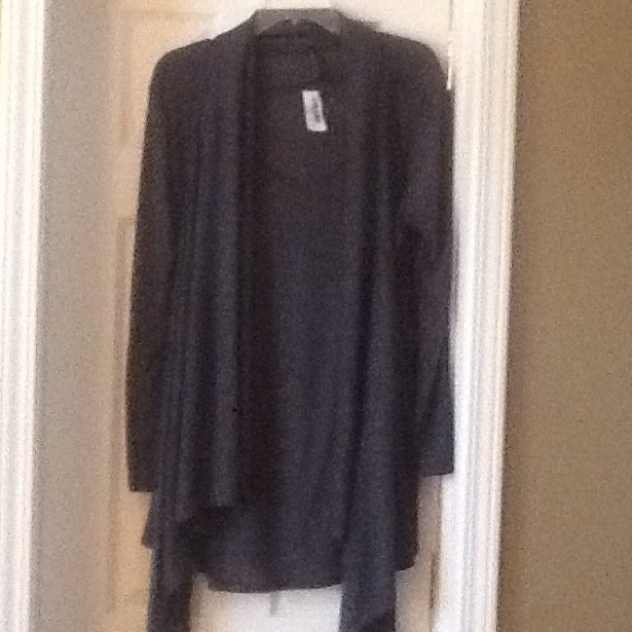 Plus size charcoal ribbed layered top