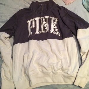 Gray and white half zip