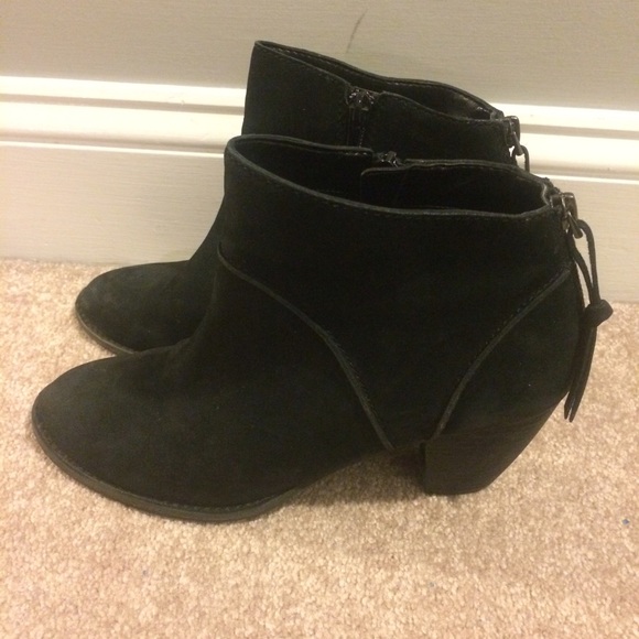 Tesori black suede booties from Nordstrom