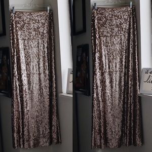 Rose-gold sequined skirt! Worn once, maxi length.