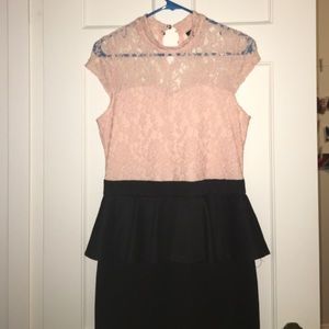 Light pink and black peplum dress