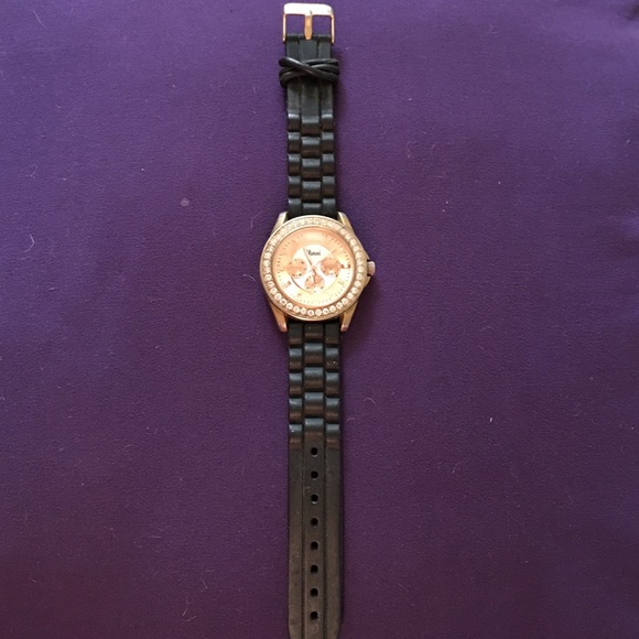 Black and rose gold watch