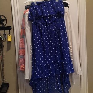 summery blue polka dotted dress