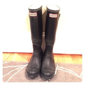 Authentic Black Hunter Rain Boots - gently used