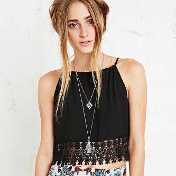 Staring At Stars Black Crochet Trim Camisole