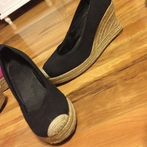 Black high heel wedges