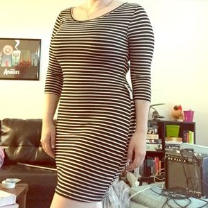 NWT Black and White Striped Bodycon Dress