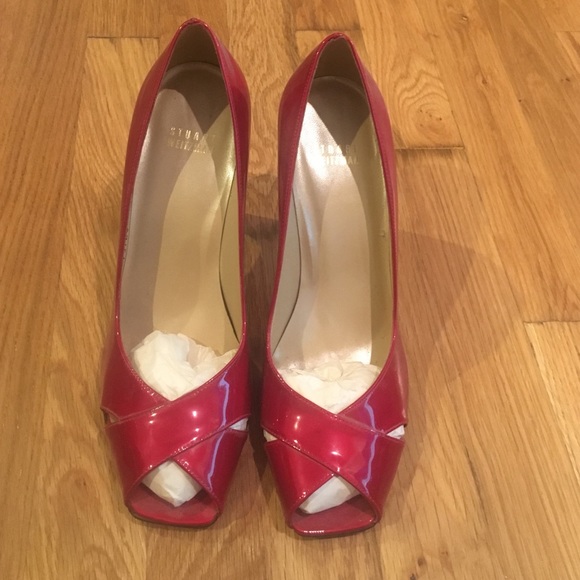 Red patent Stuart Weitzman pumps