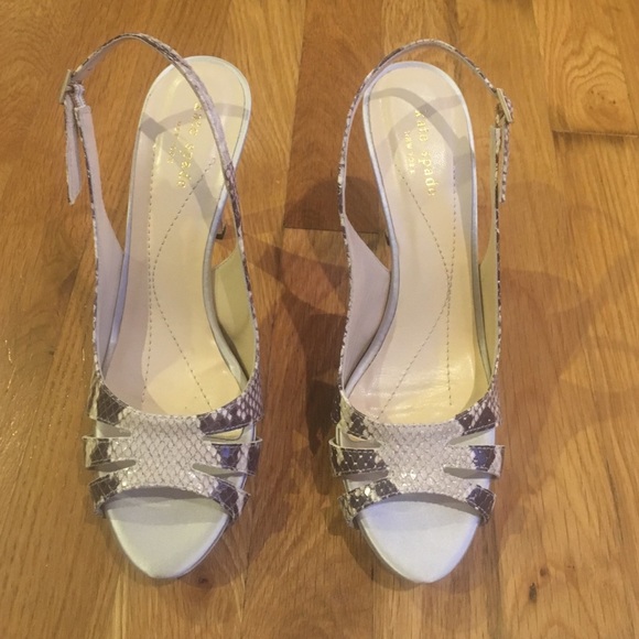 Kate Spade snake skin patterned sling back heels