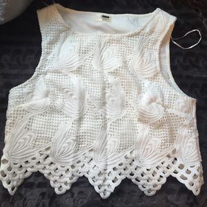 LF White textured crop top