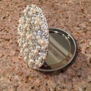 Pearl and Crystal Compact Mirror