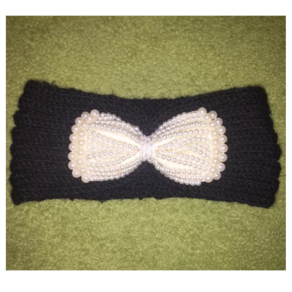 ONE-SIZE Black Knitted Chunky Headband Ear Warmer