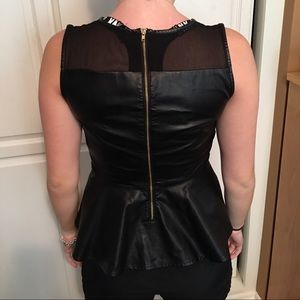 Black Leather Studded Top