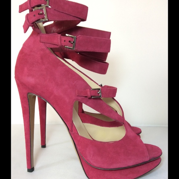 Nicholas Kirkwood Pink Suede Ankle Straps Platform