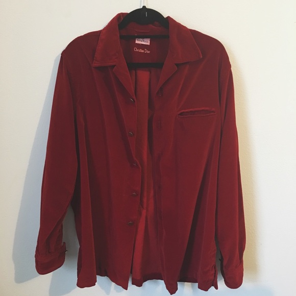 SALE Red Velvet Vintage Christian Dior Blouse