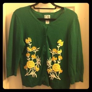 Tabitha green embroidered sweater, size L
