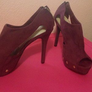 Burgundy Open Toe Heels