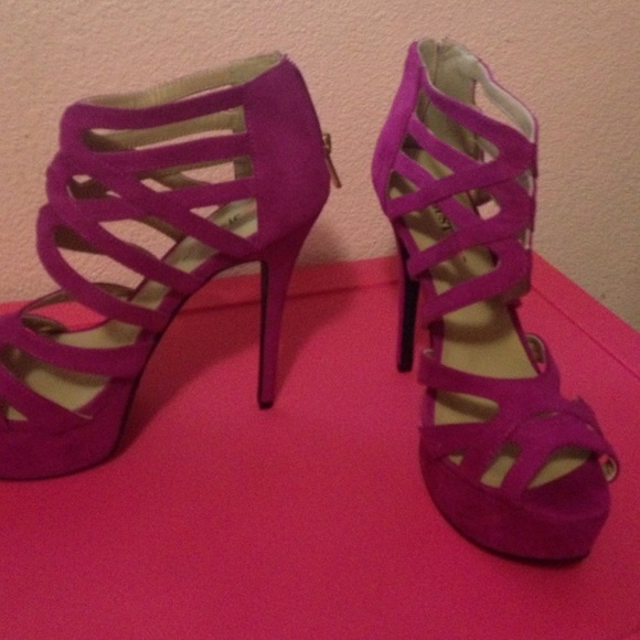 Purple suede heels
