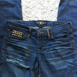 LUCKY BRAND Charlie Skinny Distressed & Studded