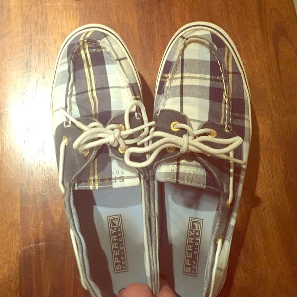 Sperry topsider blue plaid boat shoes