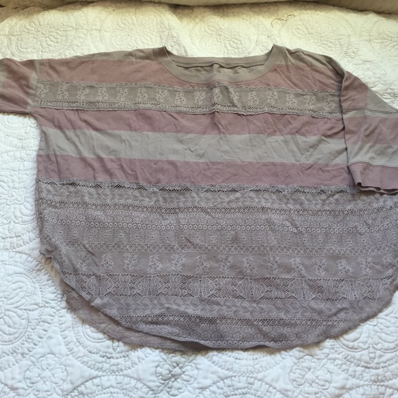 Free People striped/lace tee
