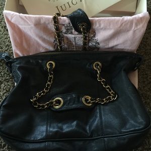 Juicy Couture black leather shoulder bag