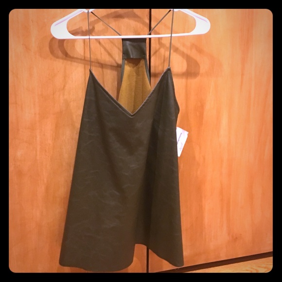 Leather olive tank top