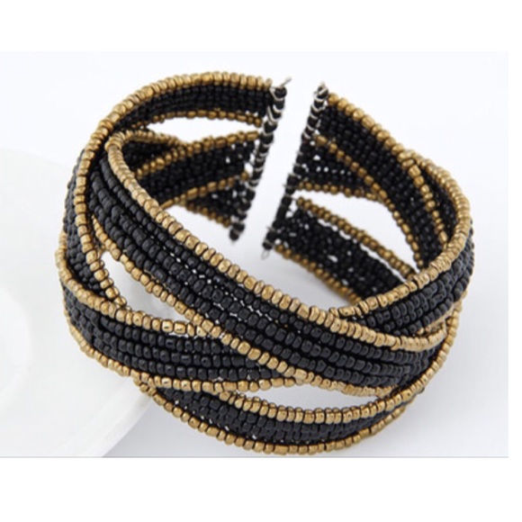 Boutique Jewelry - Black/ gold cuff bracelet