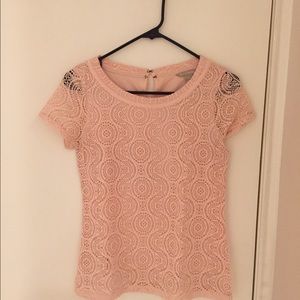 Banana Republic Size XS Salmon Pink Lace Shirt