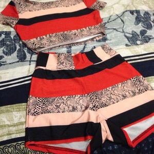 Two piece crop top and shorts