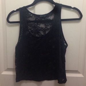 Black flowy lace tank top.