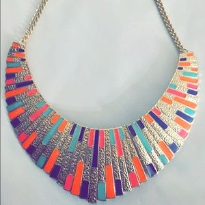 Multicolor gold statement necklace