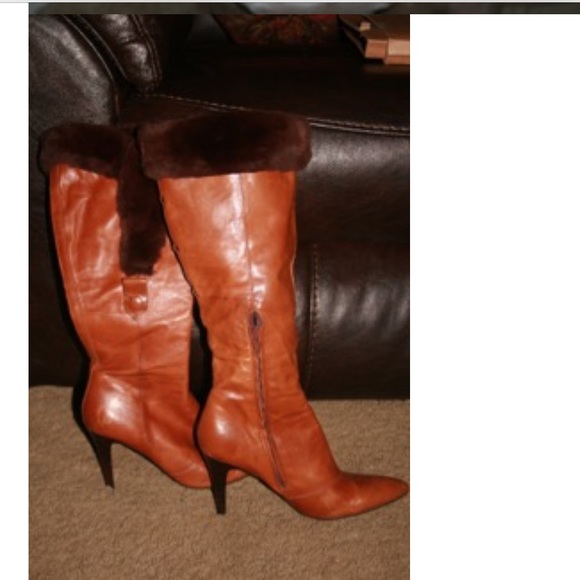 Faux fur and Leather Zip-Up Boots- SIZE 7.5