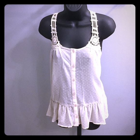 Ivory polka dot sheer top - Picture 1 of 3