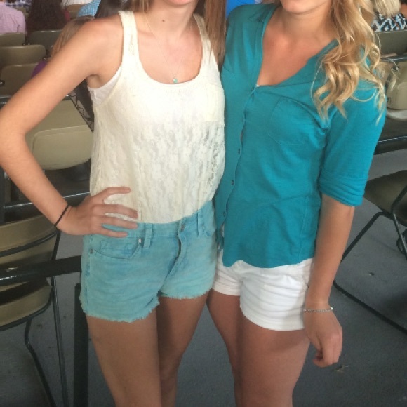 Turquoise Corduroy High Waisted Shorts - Roxy - Picture 4 of 4