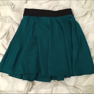 High Waisted Green Skater Skirt