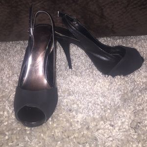 DONATED!Black patent leather & suede like material