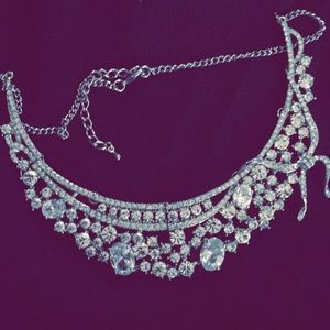 Silver crystal statement necklace