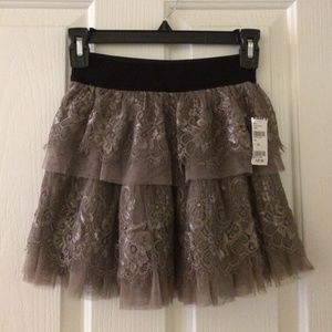 Tilly's Gray Lace & Tulle Ruffle Skirt
