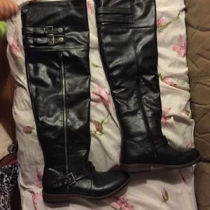 Black tall riding boots