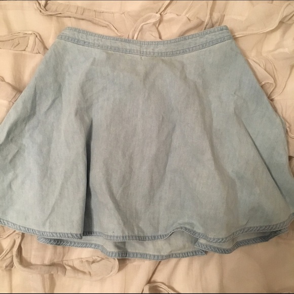 High Waisted Denim Skater Skirt